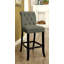 Ensemble de 2 chaises de hauteur comptoir rembourrées en tissu de chenille-2091548226