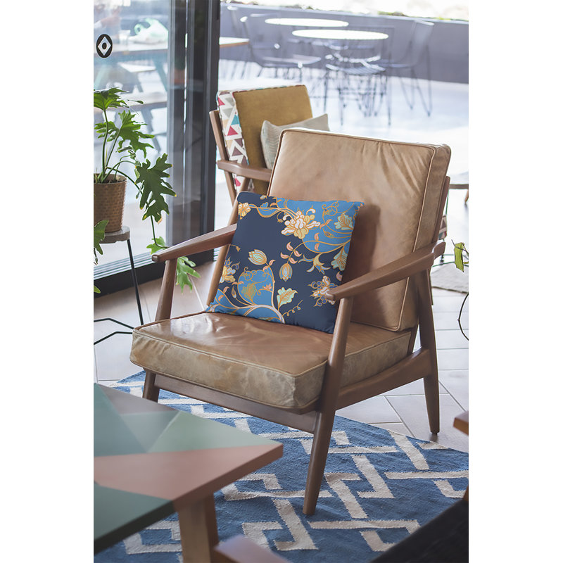 Housse et insert de coussin carré Carnation Garden, 18 po x 18 po, Bleu clair/bleu marine, Housse de coussin et insert