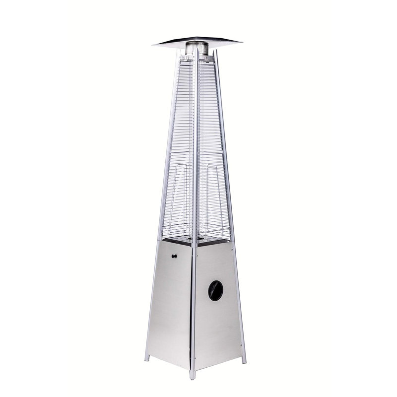 Chauffe-terrasse en tube à quartz, chaufferette à flamme visuelle 40000BTU - Acier inoxydable, Argent argent