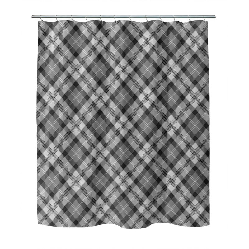 Anthony Plaid Ultra-Thin Lightweight Shower Curtain, Grey/Charcoal