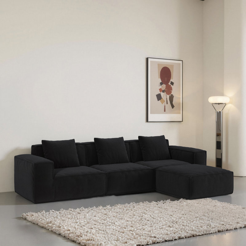 Canapé convertible 3 places, H 28,3 po x l 118 po x P 39,4 po, Noir