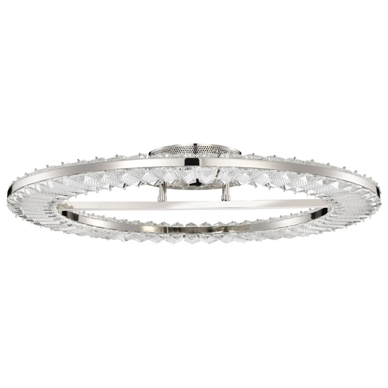 Nova - LED 23 Inch Round Flush Mount - Polished Nickel Finish - K9 Crystal