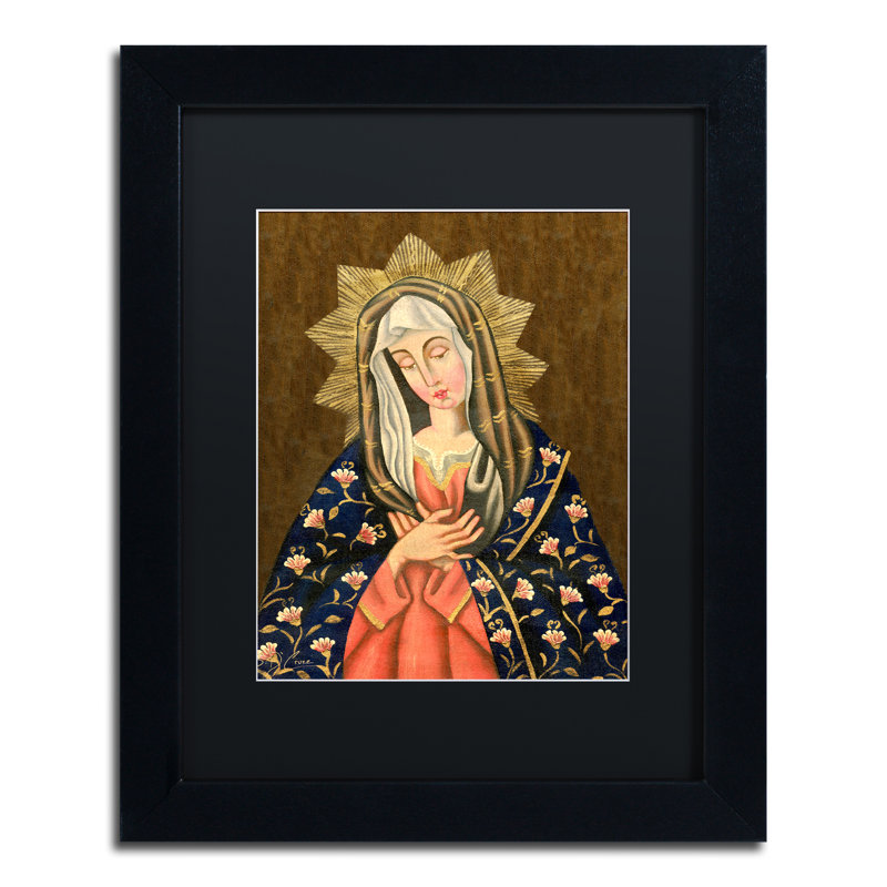 "La Vierge II" par Sergio Cruze, reproduction d'art encadrée, H 14 po x l 11 po x P 0,5 po, Noir, Encadrement argenté