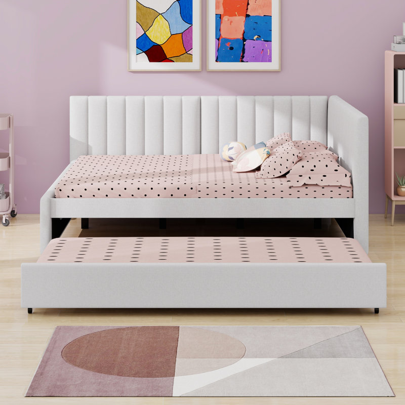 Lit de jour rembourré avec couchette, Beige, Complet/Double
