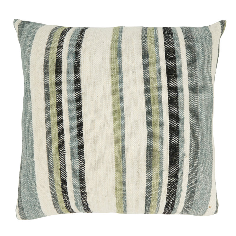 Amiyah Collection Striped Cotton Pillow Cover, 20"H x 20"W, Square