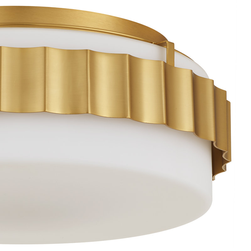 Scalloop Antique Brass Flush Mount, 2, 6.25' H x 6.25" W x 16" D