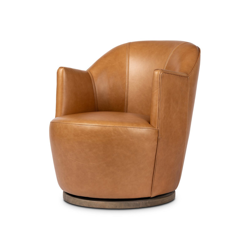 Aurora Wide Swivel Armchair, Sonoma Butterscotch Genuine Leather