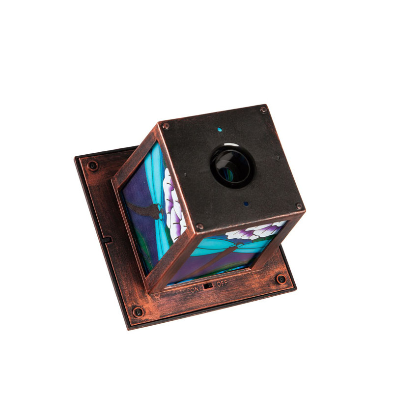 Lanterne solaire à panneau décoratif H 10 "avec cadre en bronze, libellule