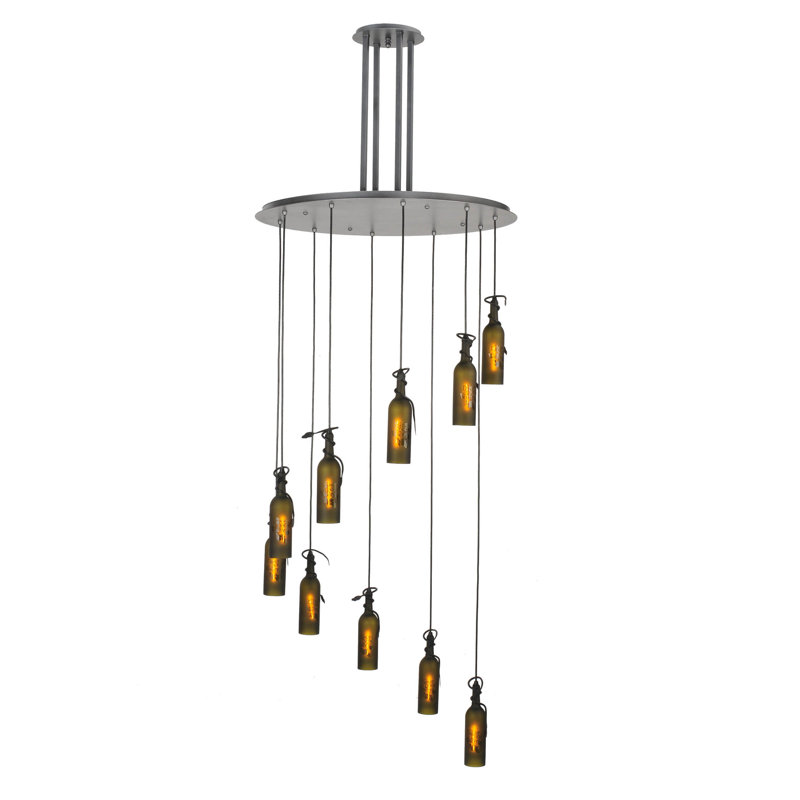 Luminaire suspendu pour pot de grappe 10 lumières Tuscan Vineyard Etched