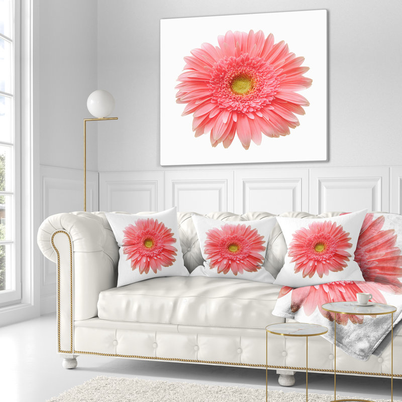 Marguerite simple sur fond blanc - coussin à imprimé floral, 16 po x 1 po, Coussin décoratif