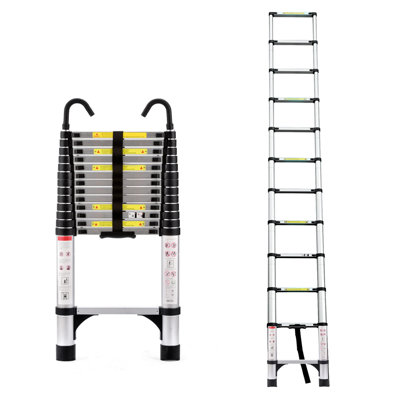 Échelle télescopique de 2,9 m (9,5 pieds) avec verrouillage indépendant, charge maximale de 150 kg (330 livres), échelle pliante portable, adaptée à une utilisation à domicile et à l’extérieur.