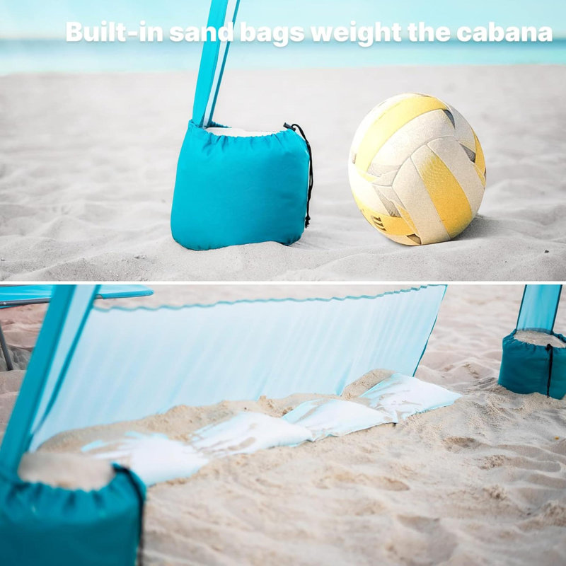 Beach Cabana  Beach Canopy Easy Set Up And Take Down  Cabana Tent With Sand Pockets  Instant Sun Shade With Side Wall