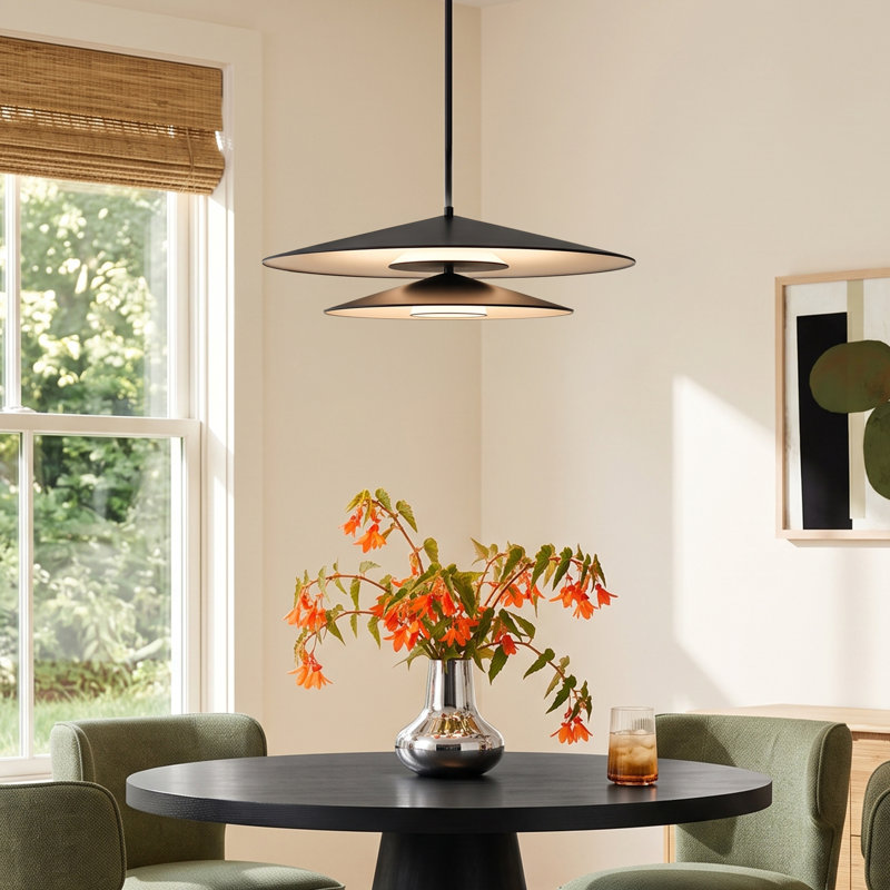Cruz 2 - Light Black LED Single Pendant, Black/White