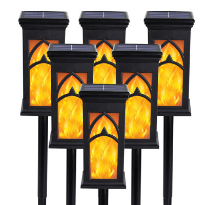 Solar Lights Outdoor, 6 Pack Solar Torch Light with Flickering Flame