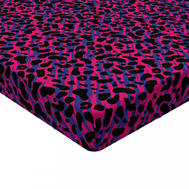 Twin Pink and Blue Microfiber Animal Print Fitted Sheet