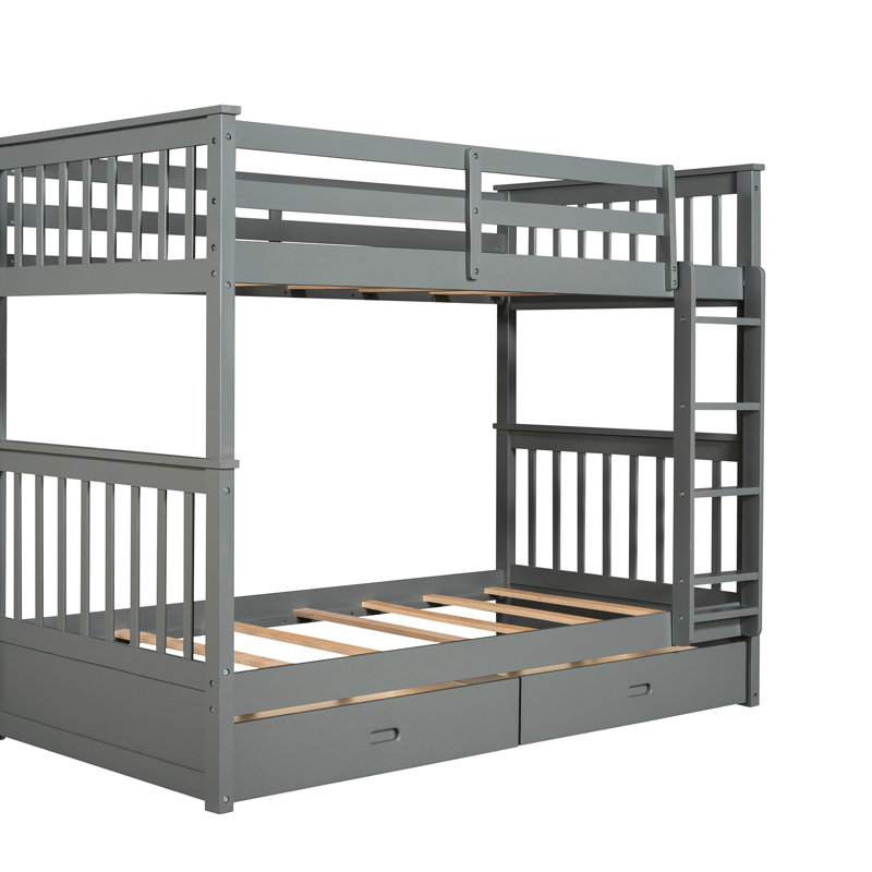 Lit superposé Twintwin avec rangement et cadre gris - choix de chambre à coucher fiable avec tiroirs