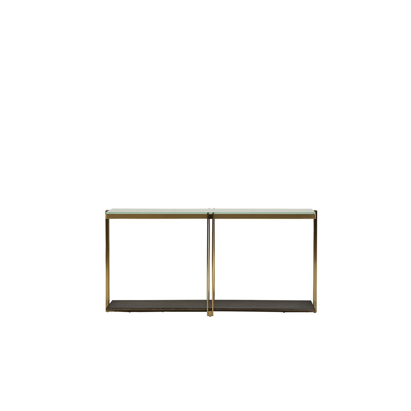 Apex 66'' W Glass Console Table, Brass