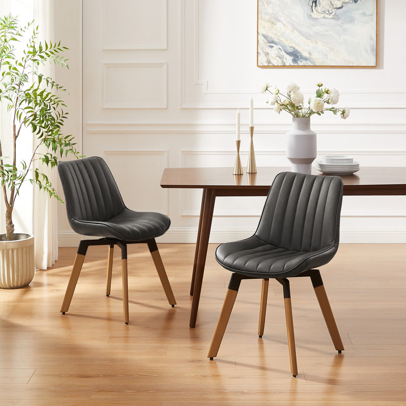 49cm H Tufted Upholstered Side Chair, Dark Grey