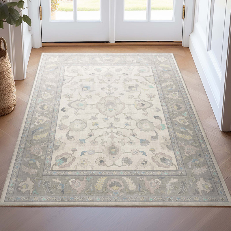 Tapis gris pastel Bungalow Rose Adrith Konya, Rectangle 3 pi 11 po x 5 pi 3 po
