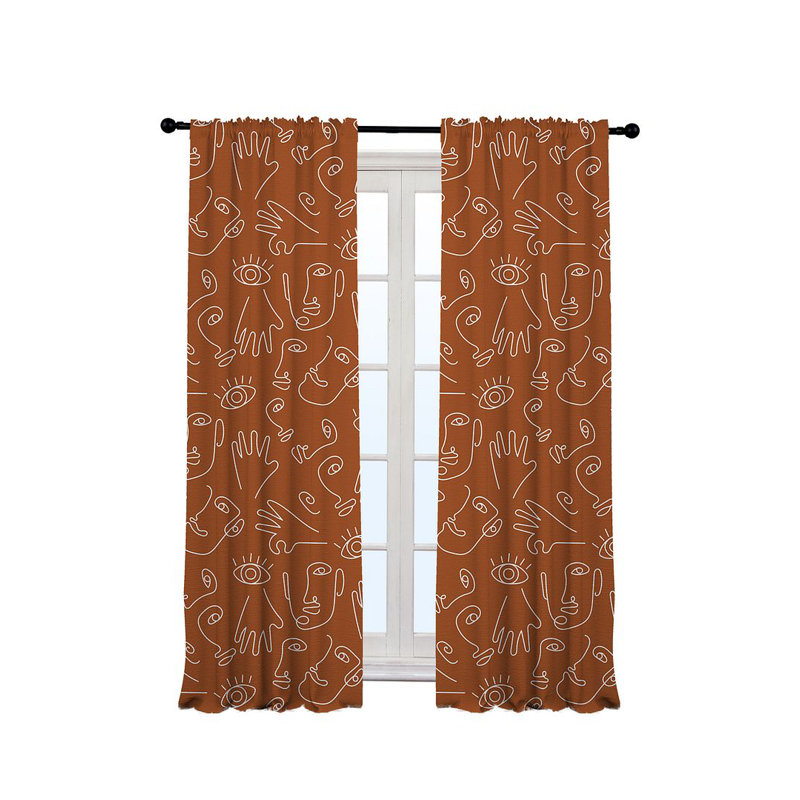 Bowlby Semi Sheer Curtain Pair, Brick, 140cm Width x 175cm Drop