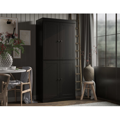 100% Solid Wood 32" Pantry Cabinet with Shaker Doors and Adjustable Shelves