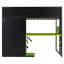 Lit mezzanine double en bois avec bureau, armoire de rangement et tablettes, lit mezzanine de jeu avec lumières DEL RVB et chargement USB, vert-1811533112