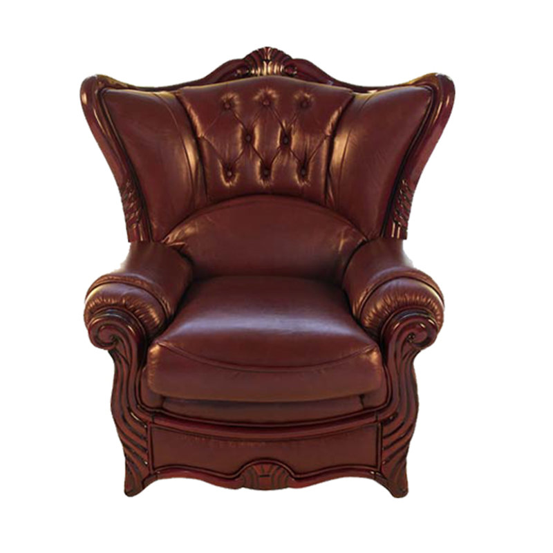 Fauteuil capitonné en cuir de 38 po de large Pendrick, Vin