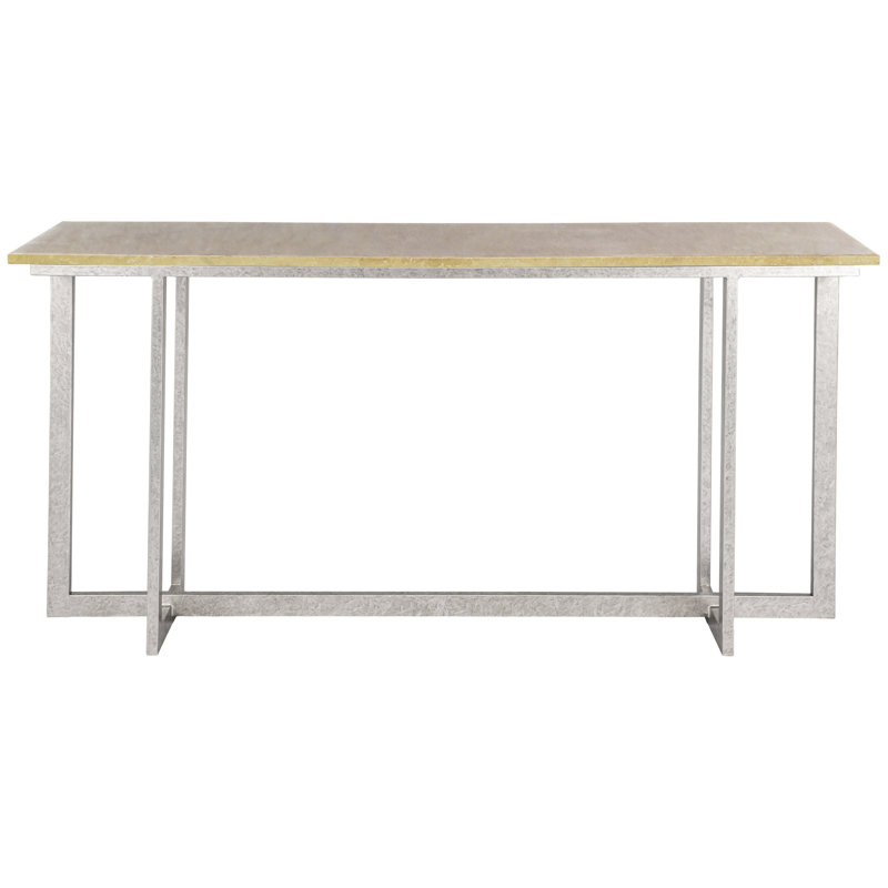 Chicago 72" Console Table, Lite Travertine, Royal Silver