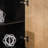 Rustic 4-Door Wood Cabinet with Geometric Pattern