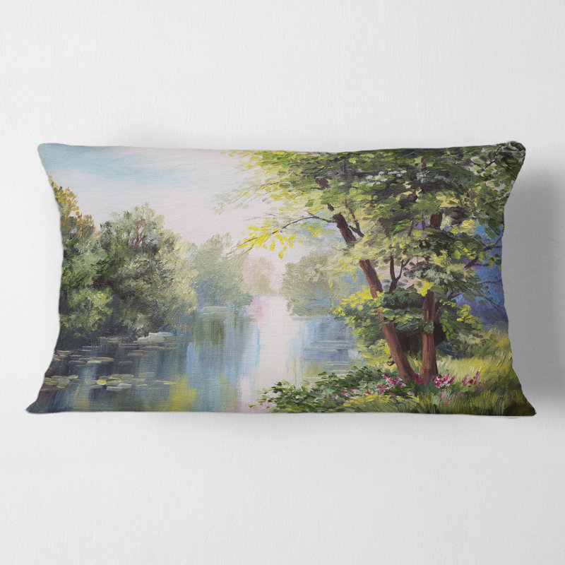 Housse et insert de coussin rectangulaire Landscape Lake in the Forest Day
