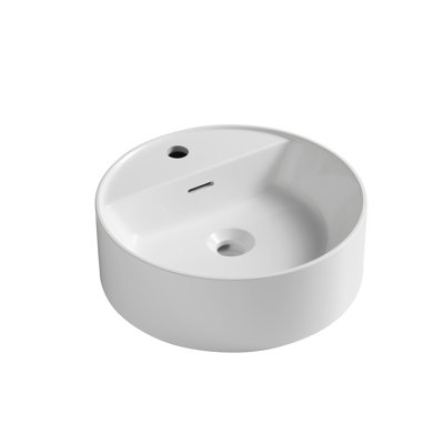 Bathroom Round Solid Surface Basin with Faucet Hole
