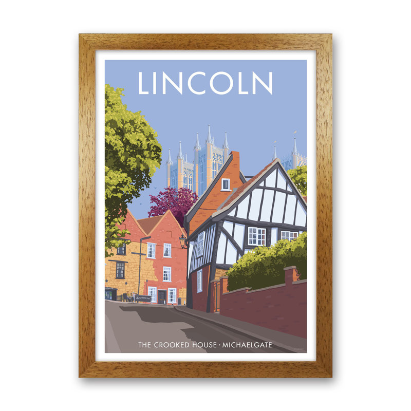 Lincoln Crooked House by Stephen Millership - Print on Canvas, 34cm H x 25cm W x 3cm D, Brown Framed Paper