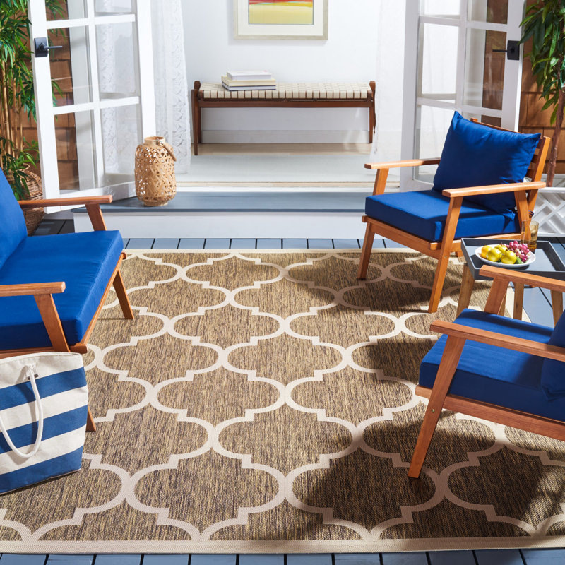 Tapis d'intérieur / extérieur à motif géométrique Herefordshire Performance, Rectangle 9 pi x 12 pi