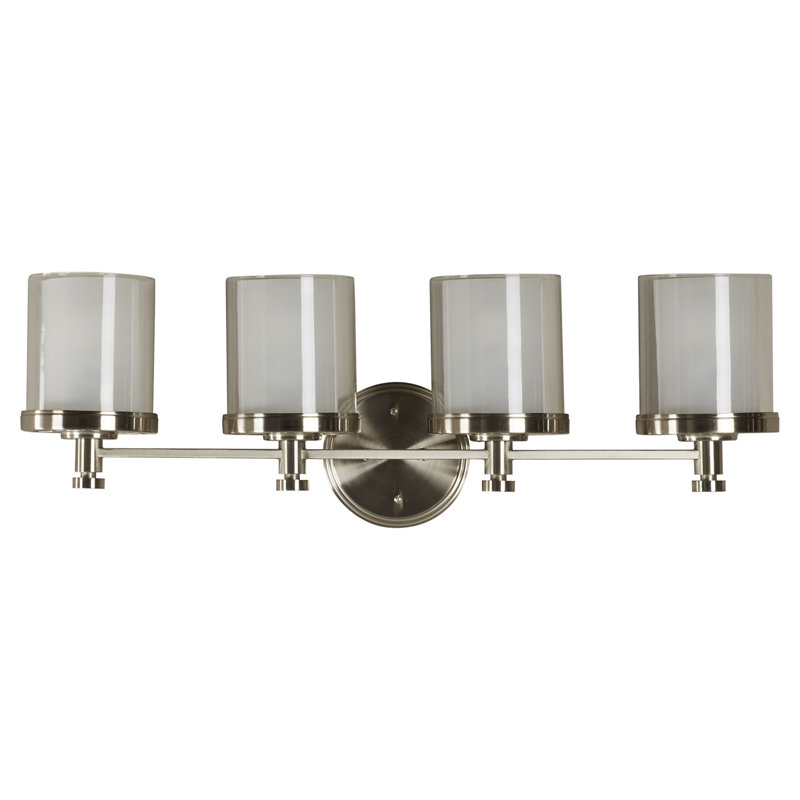 Tussey 4 - Light Dimmable Vanity Light, Brushed Nickel/ Clear Outer with Frosted Inner