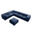 Grand canapé modulaire pour le salon - 6 places, rangement, chenille bleue, dossier cylindrique et accoudoir cylindrique en chenille-294592629