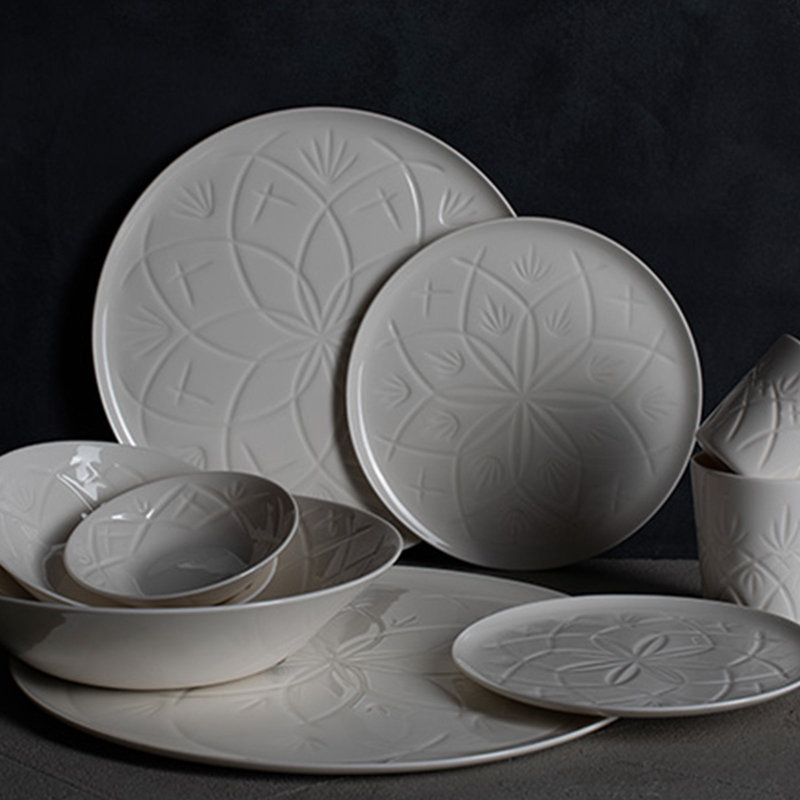 Set Of 6 Deep Plates, Red, 20 Cm, Creme