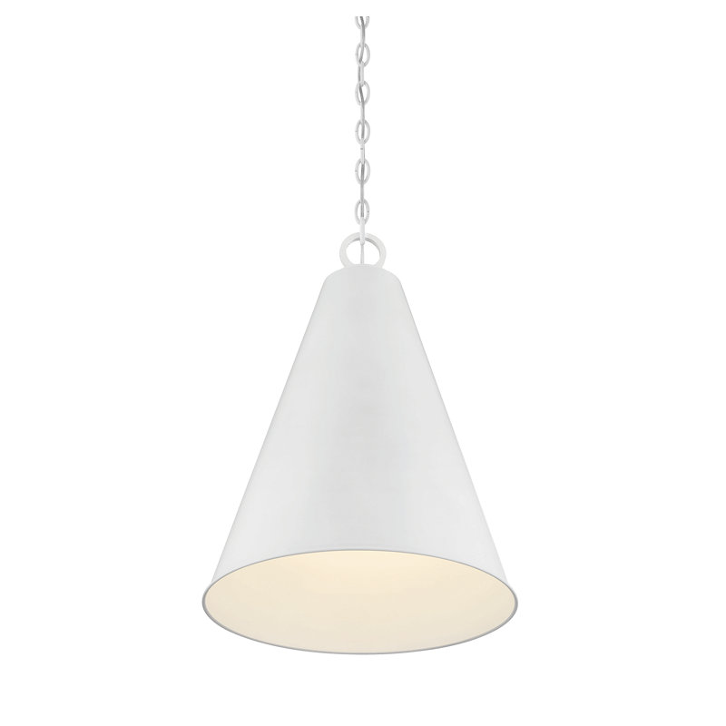 Luminaire suspendu conique à 1 lumière Grenadine, Blanc