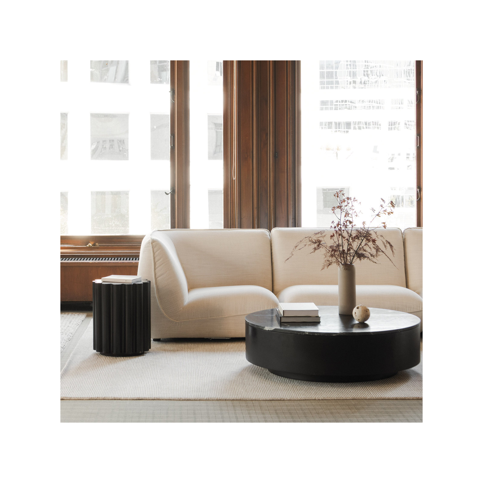 Melati Concrete End Table, Black