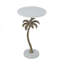 Table d'appoint ronde 14 po x 14 po x 24 po avec plateau en marbre blanc et palmier doré