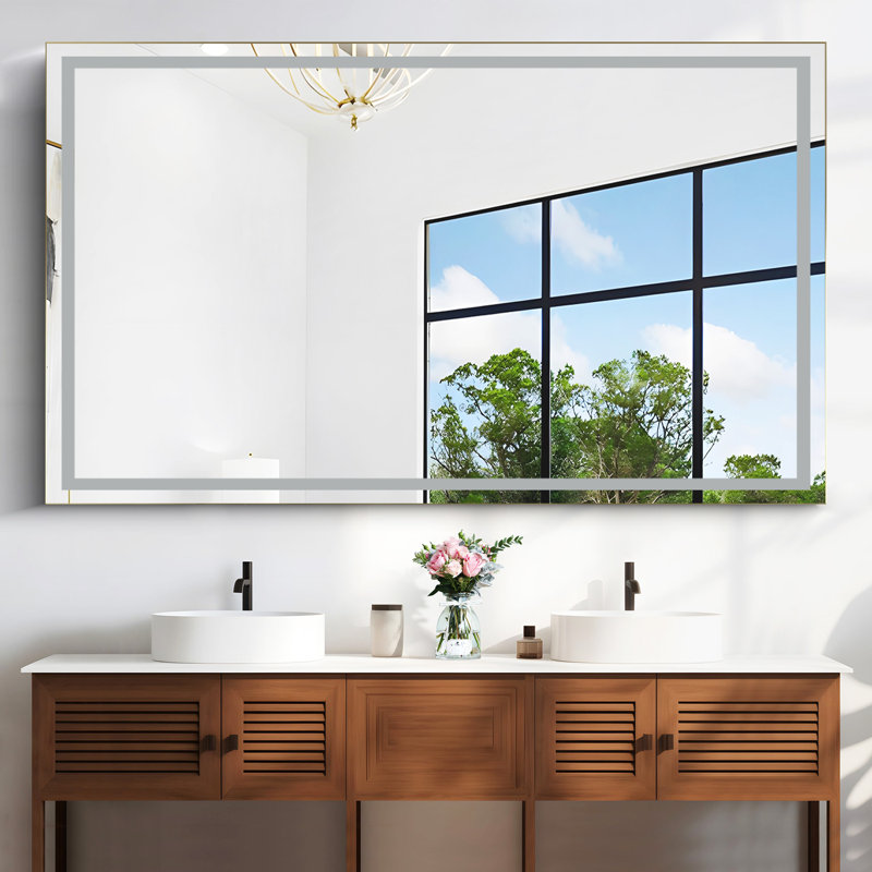 Miroir de salle de bain à DEL avec miroir, rétro-éclairage mural, 72 po x 48 po, Rectangulaire
