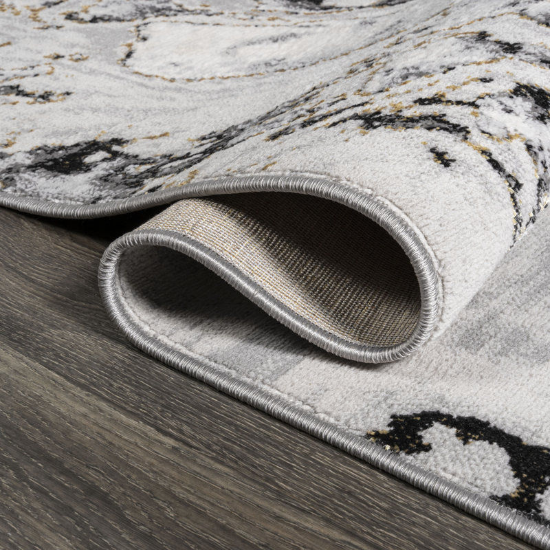 Tapis gris / noir Swirl, Rectangle 2 pi 9 po x 5 pi