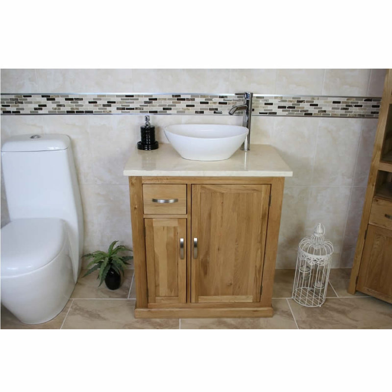 Delvalle 750 mm Freestanding Single Vanity with Vessel Ceramic Basin, Cream