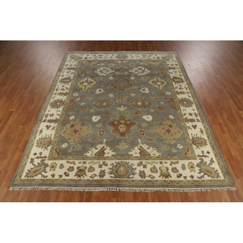 Tapis indien fait à la main gris Oushak 8 x 10
