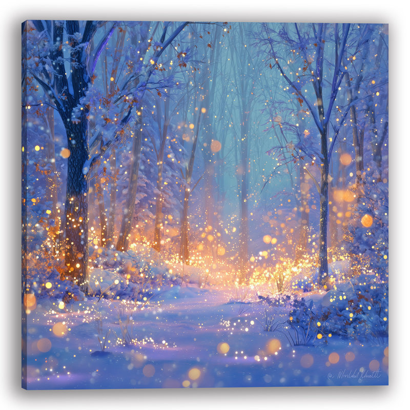 Firefly Snowfall Path Wrapped Canvas Wall Art, 12" H x 12" W