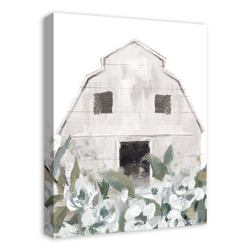 Sage Floral Barn Print On Canvas