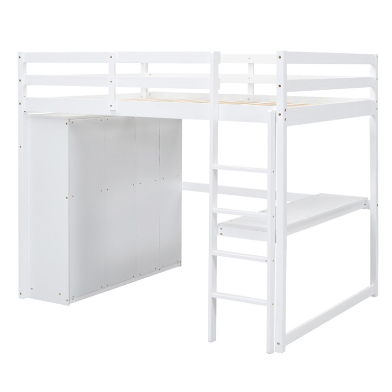 Lit mezzanine en bois avec garde-robe intégré