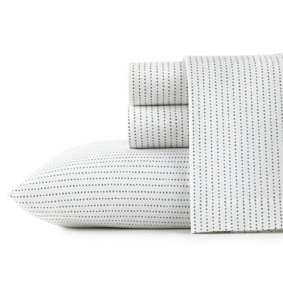 City Scene Botanical Blue Cotton Sheet Set