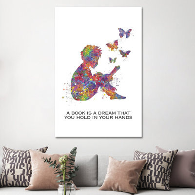 Boy Read Book Quote by Genefy Art - Wrapped Canvas Print