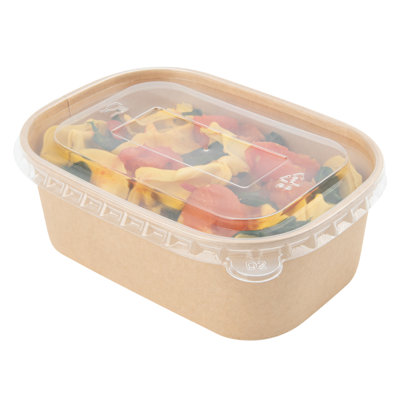 Restaurantware-LIDS ONLY: Bio Tek Lids For To Go Containers, 100 Oval Food Container Covers - Containers Sold Separately, Flat Design, Clear Plastic Lid For Disposable Serving Bowls, Tight Seal