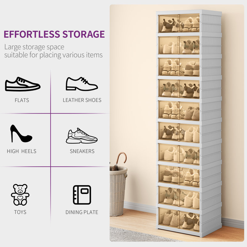 20 Pair Stackable Shoe Storage Cabinet